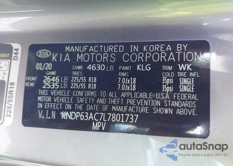 2020 Kia Sportage S from USA, damaged, VIN KNDP63AC7L7801737